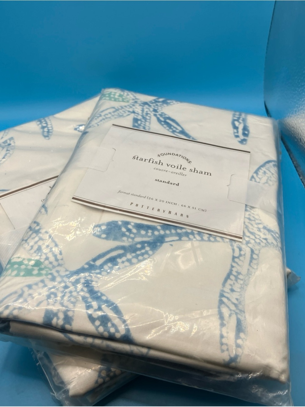 Pottery Barn standard pillow shams set of 2 , cotton , Starfish Coastal Motif